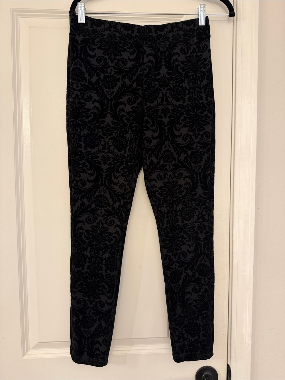 Black Velour velvet lace Damask Leggings